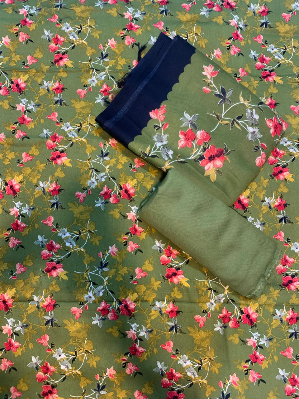 Pashmina Printed Cotray Wool Shawl 3pc D11