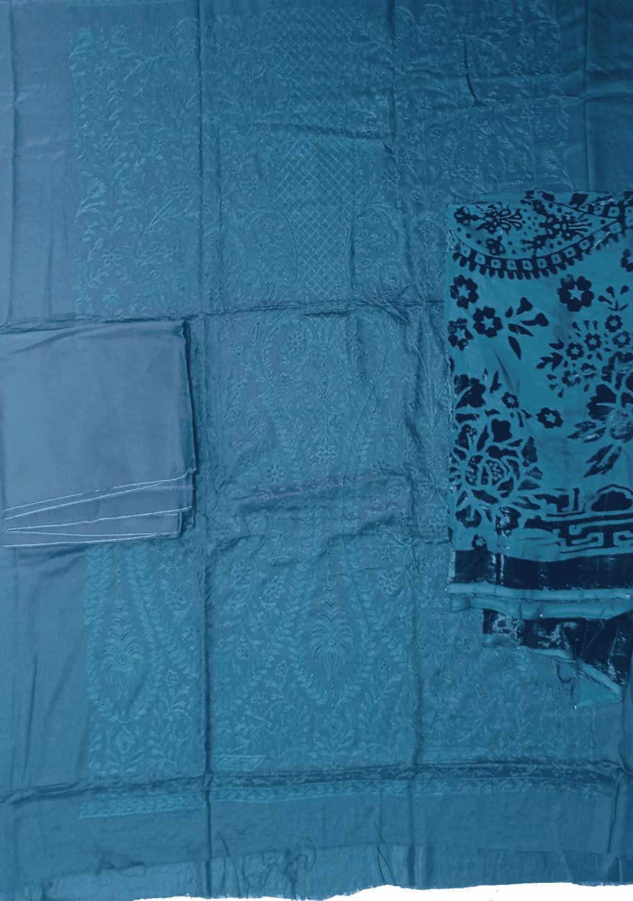 HZ Embroidered Velvet Shawl 3PC Suit Vol.2 D6