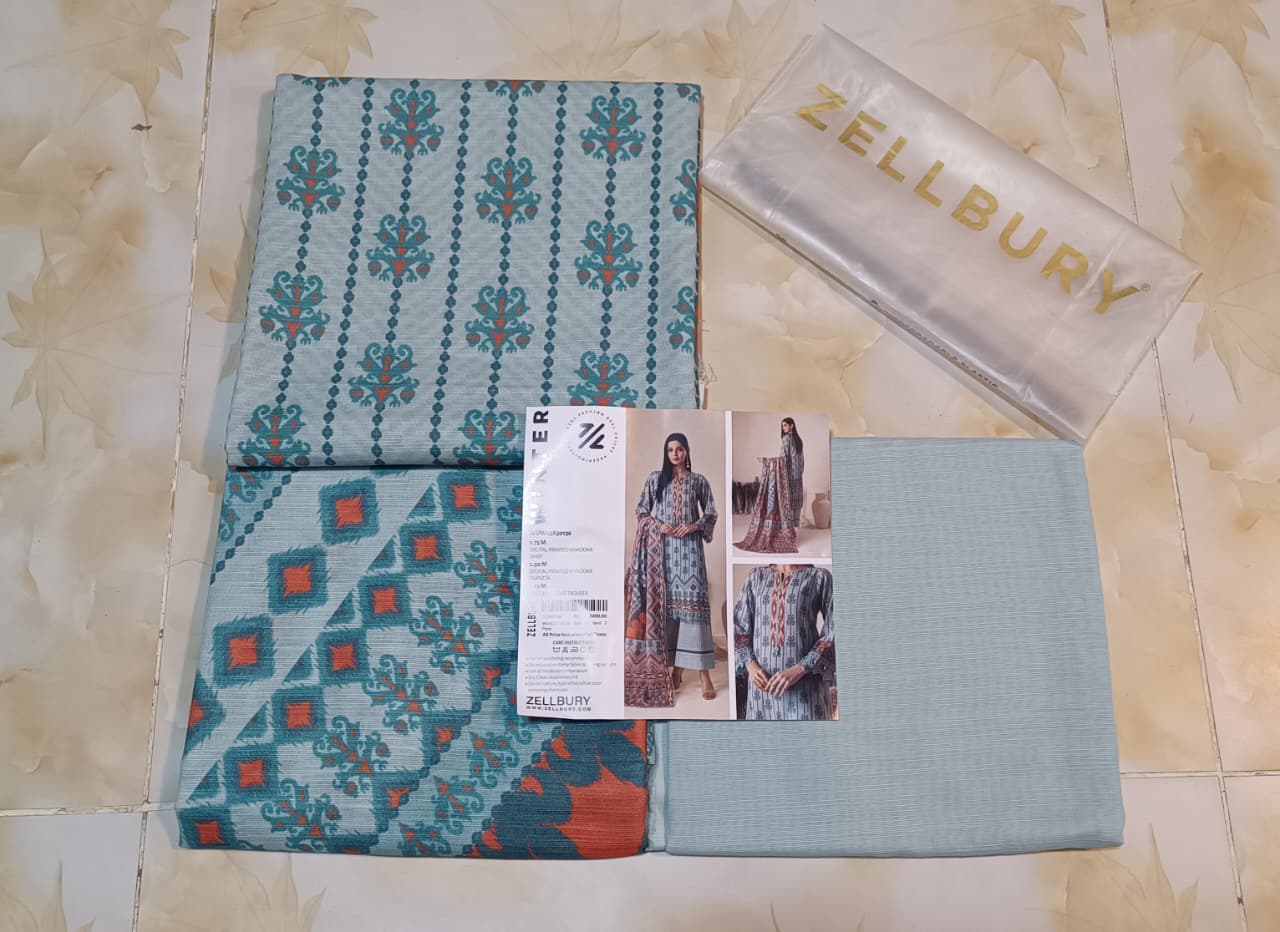 Zellbury Printed Khaddar 3pc D12