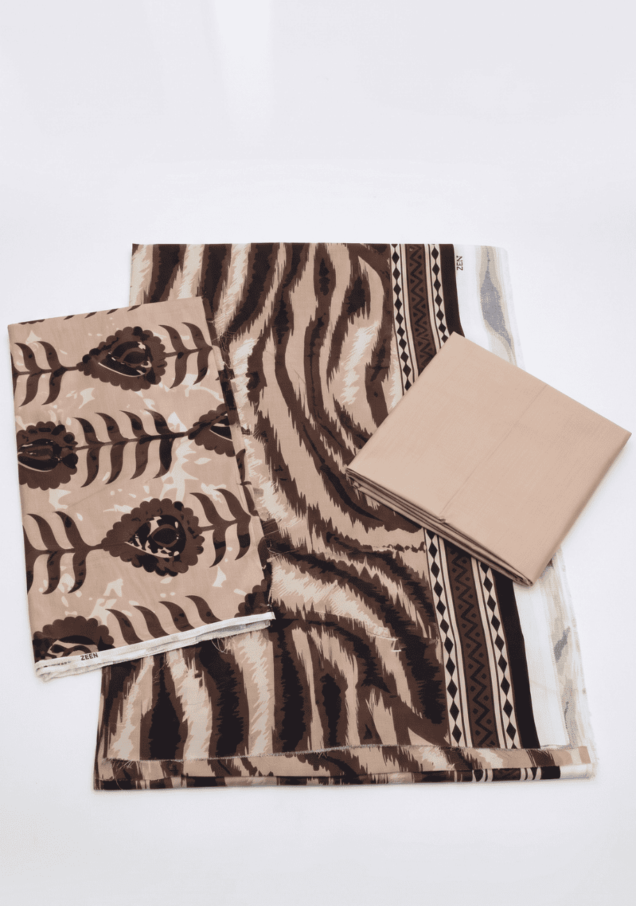 Zesh Premium Printed Linen 3PC Luxury Collection V1-D7