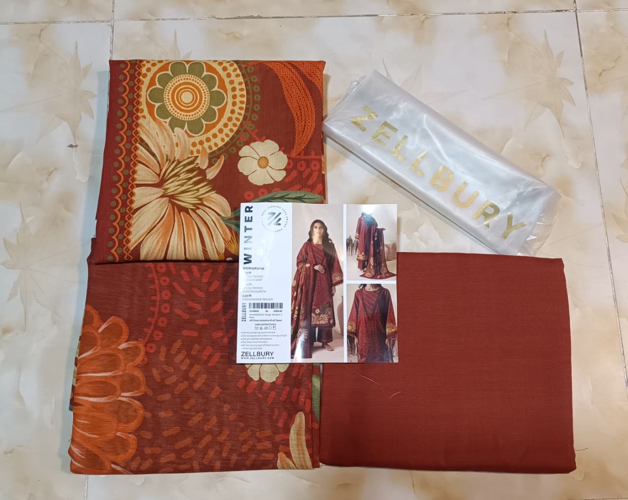 Zellbury Printed Khaddar 3pc D14