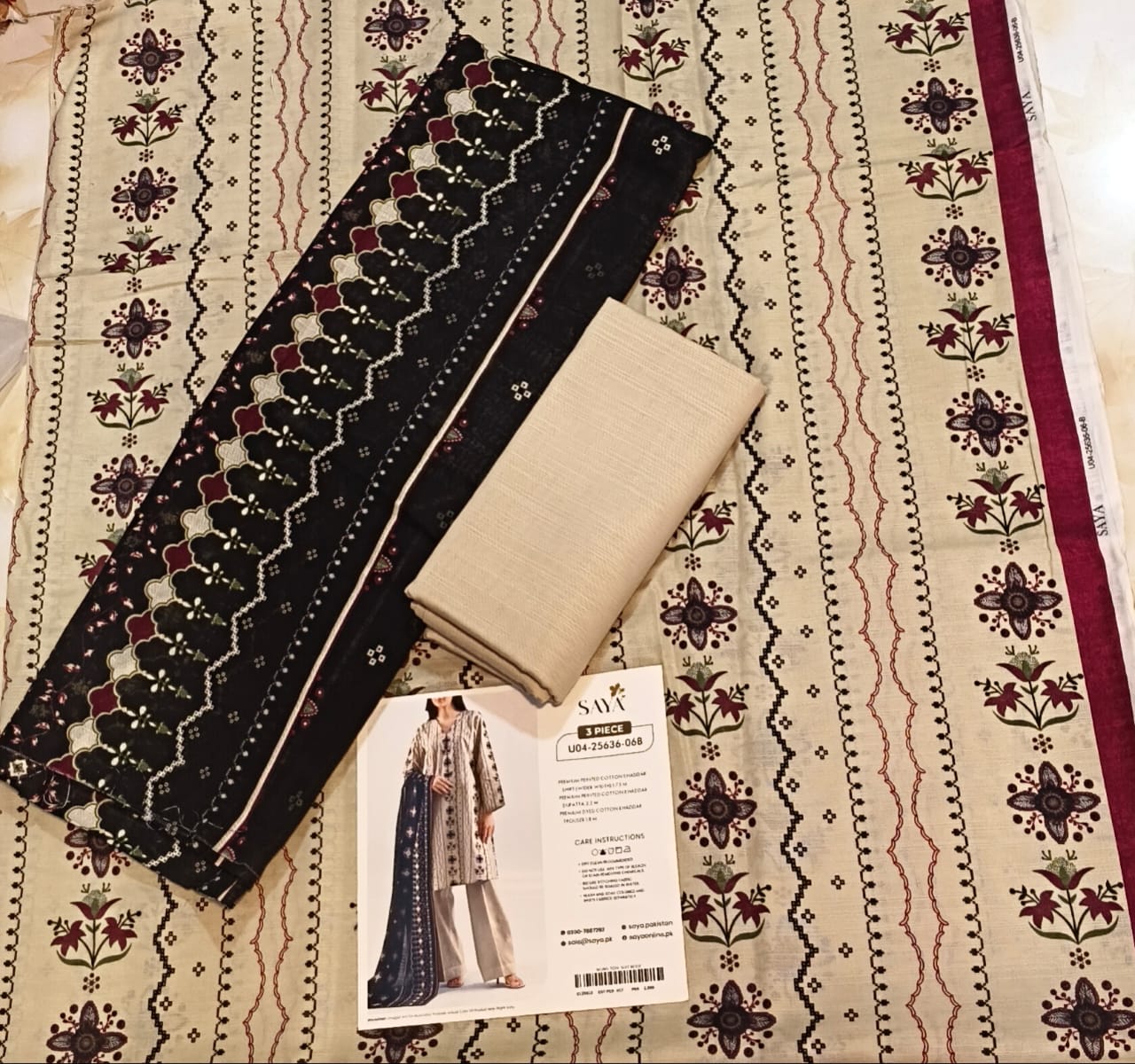 Saya Printed Cotton Khaddar 3pc D14