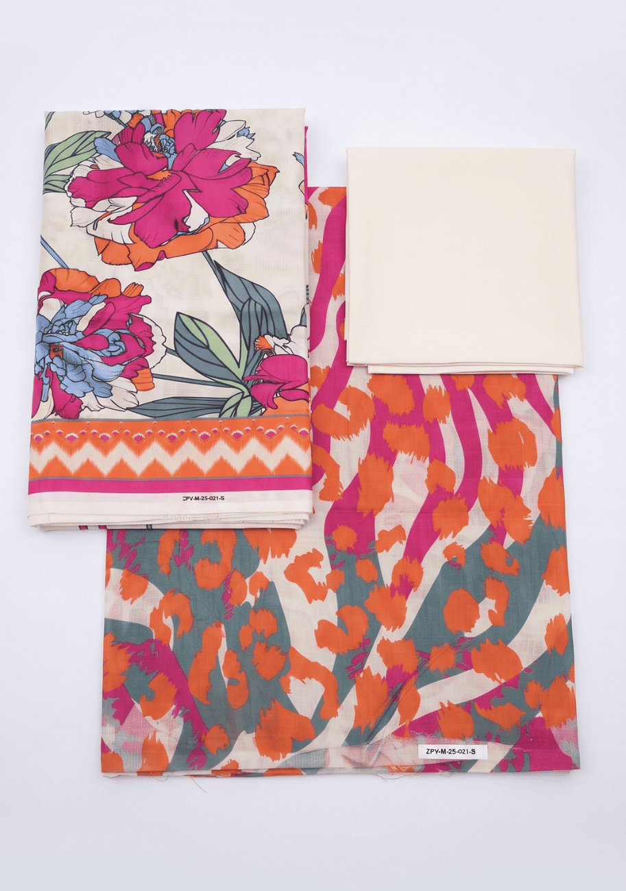 Zesh Premium Printed Linen 3PC Luxury Collection V1-D8