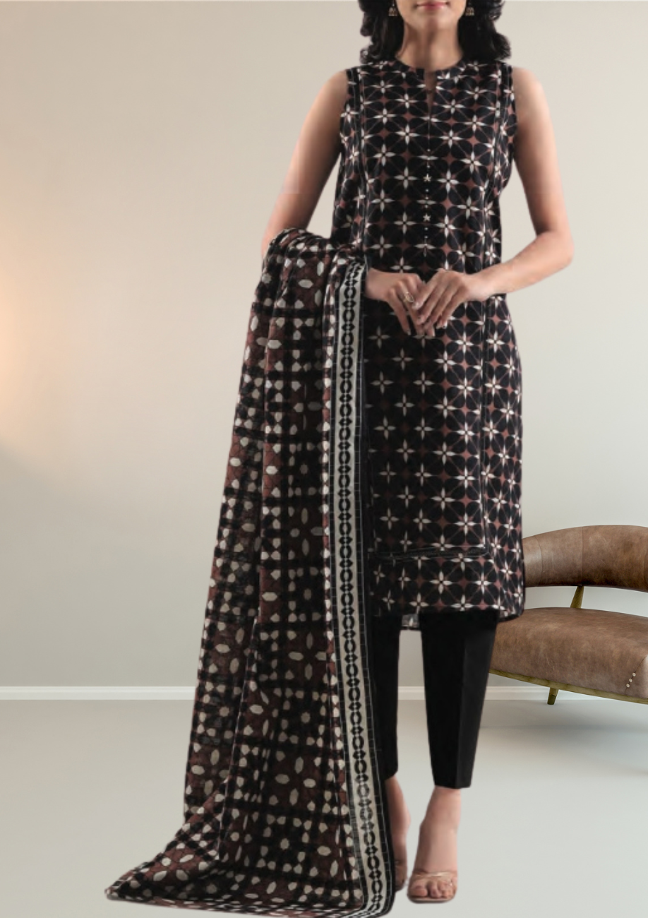 Saya's Printed Khaddar 3pc D1