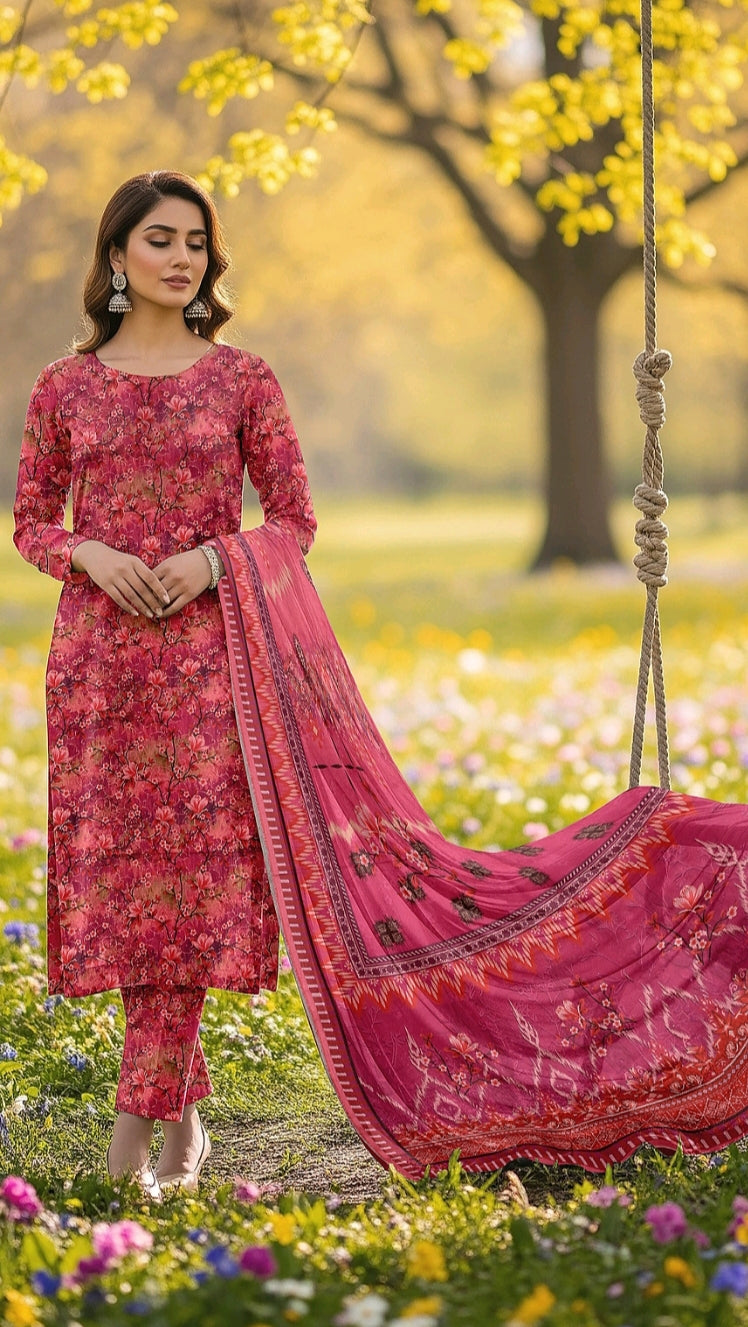 Bin Inam Printed Dhanak 3pc D1