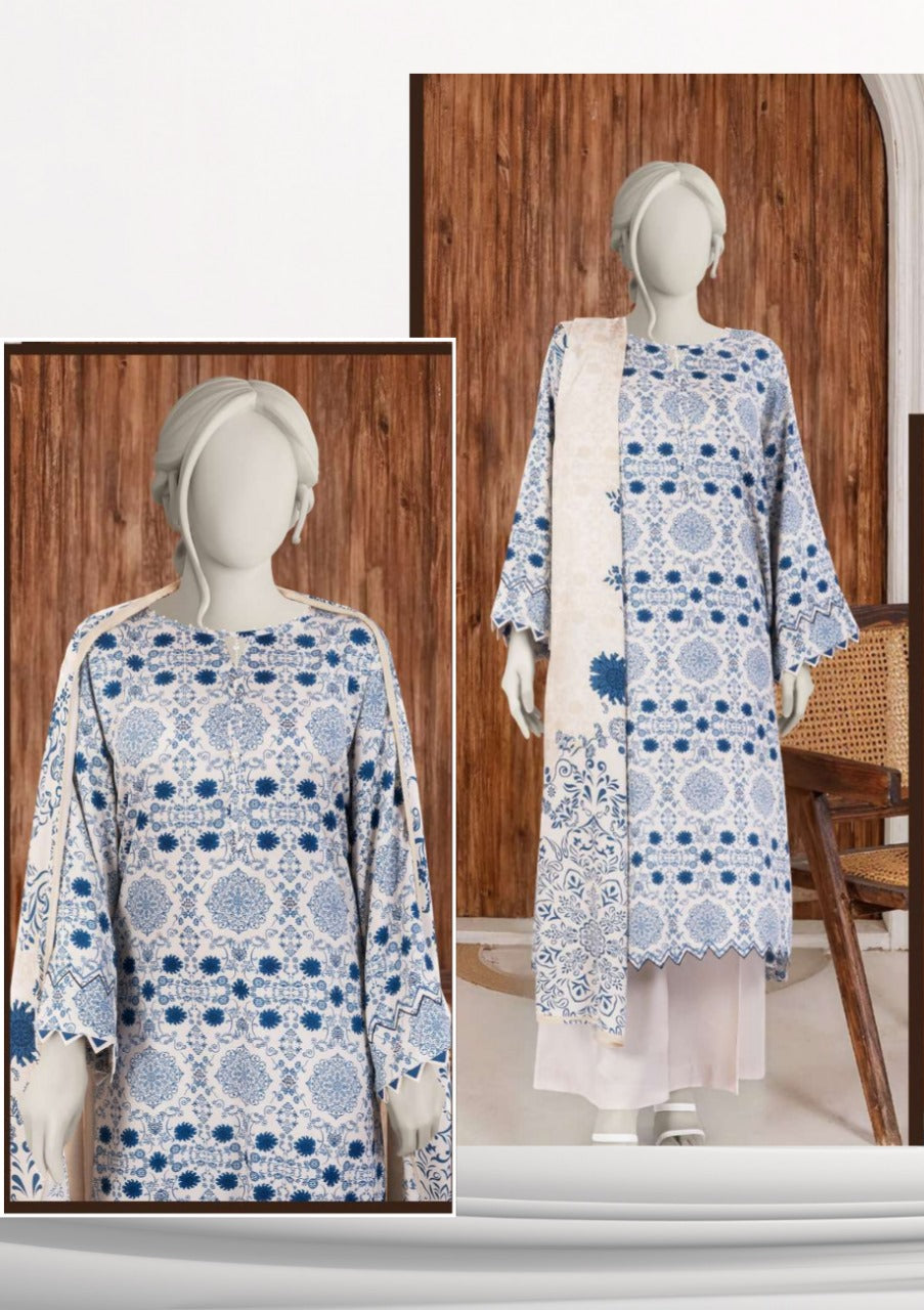 MTJ Luxury Slub Printed Viscos 3pc d10