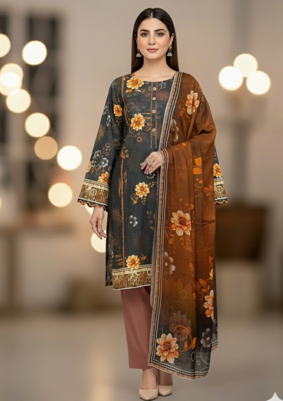 Viscose Banadora with Bamber Dupatta 3pc D1