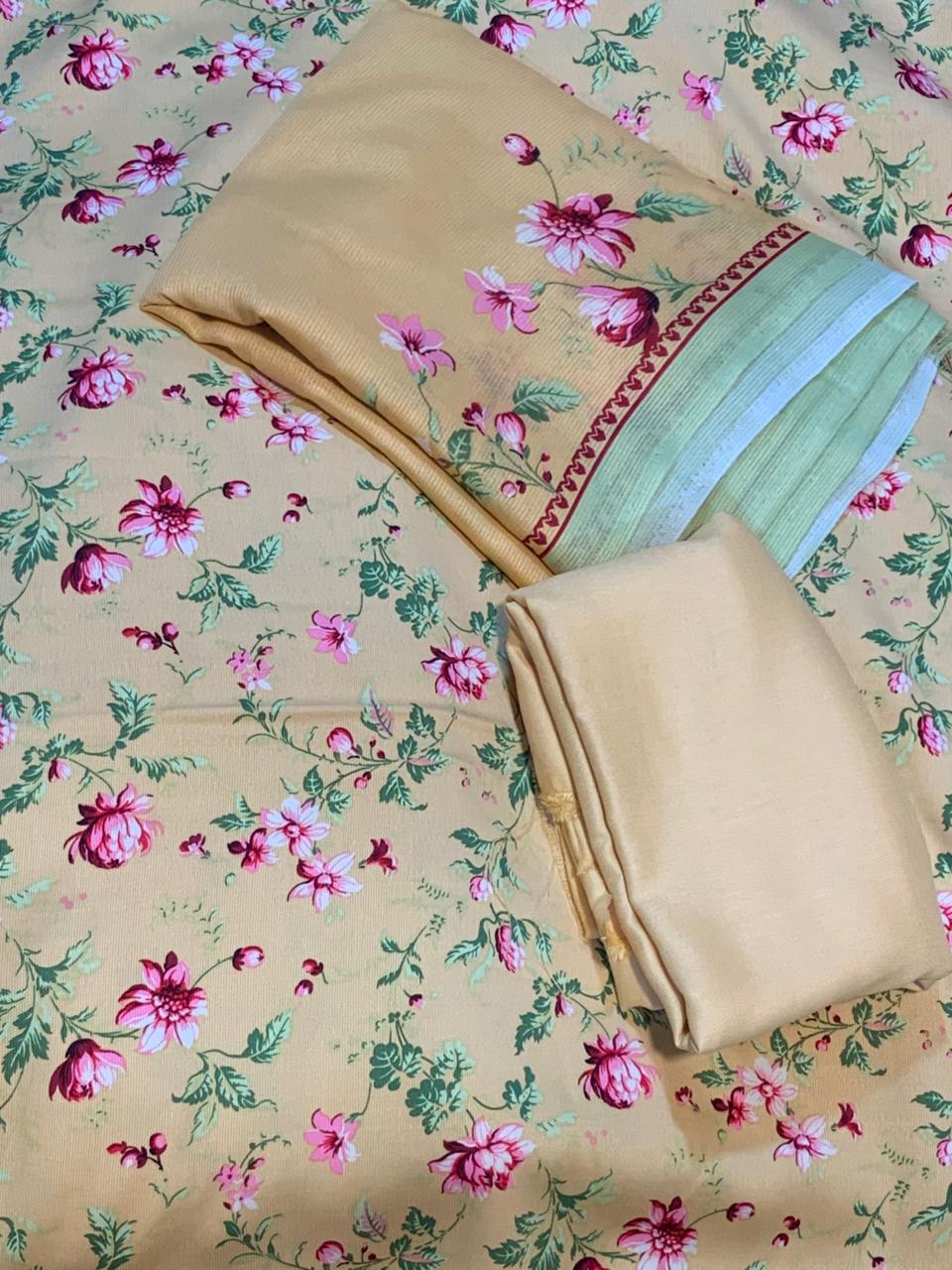 Pashmina Printed Cotray Wool Shawl 3pc D1