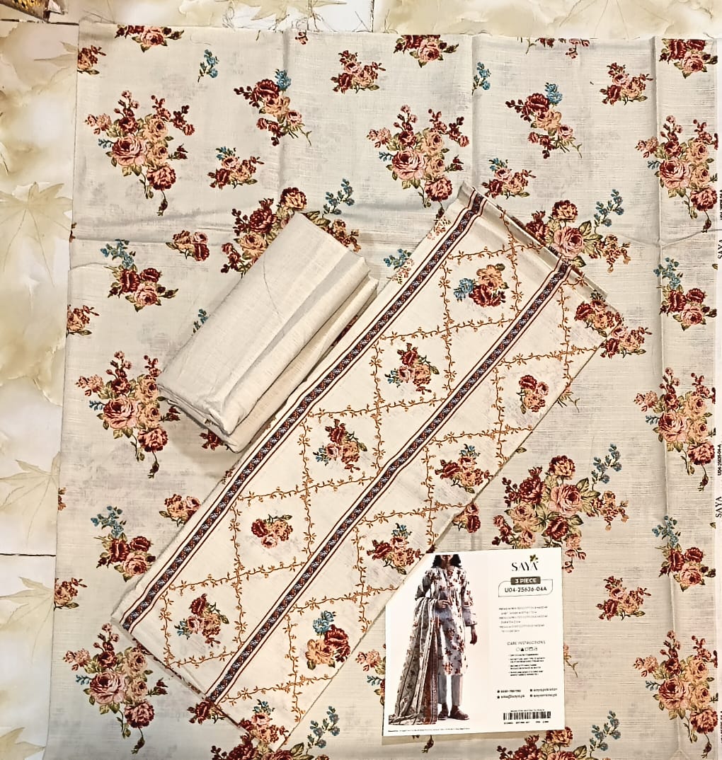 Saya Printed Cotton Khaddar 3pc D12