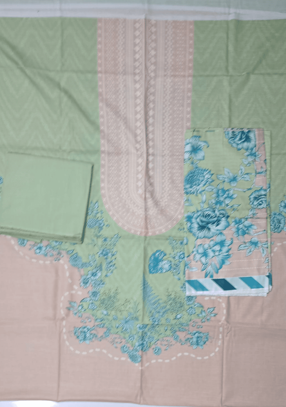 ALKARAM Printed Khaddar 3Pc Suit-V2-D14