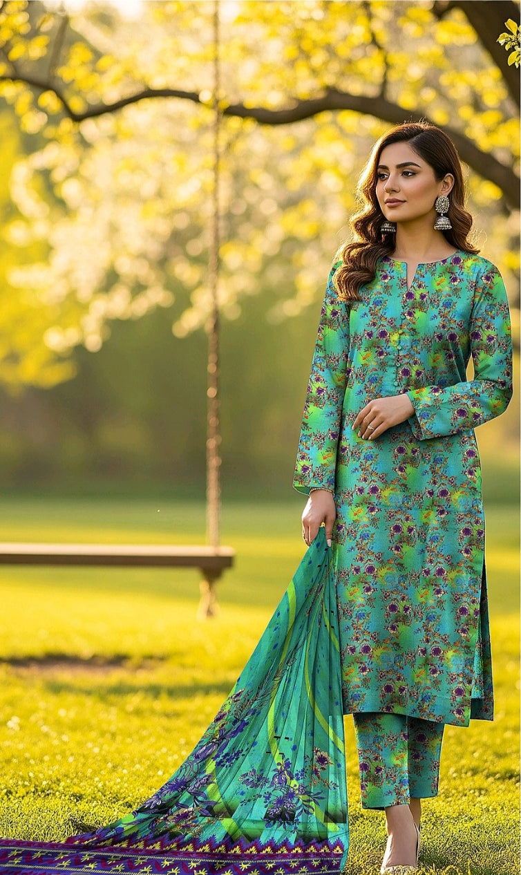 Bin Inam Printed Dhanak 3pc D2