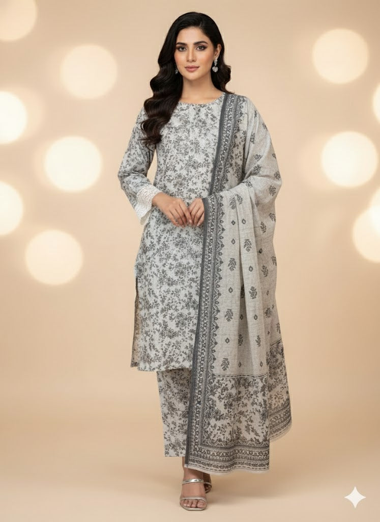Bin Inam Mother Collection Printed Dhanak 3pc D2