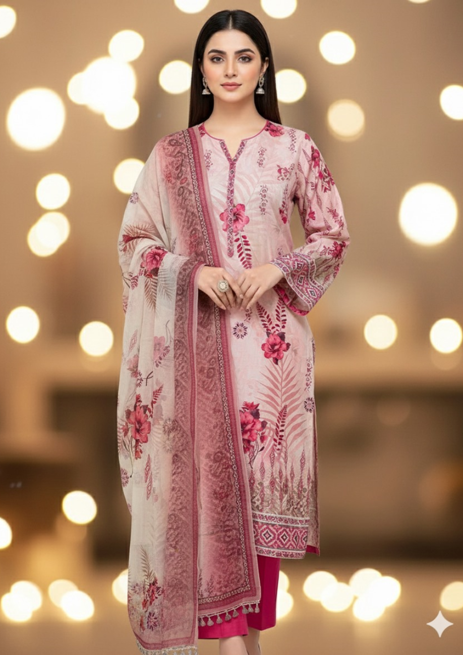 Viscose Banadora with Bamber Dupatta 3pc D3
