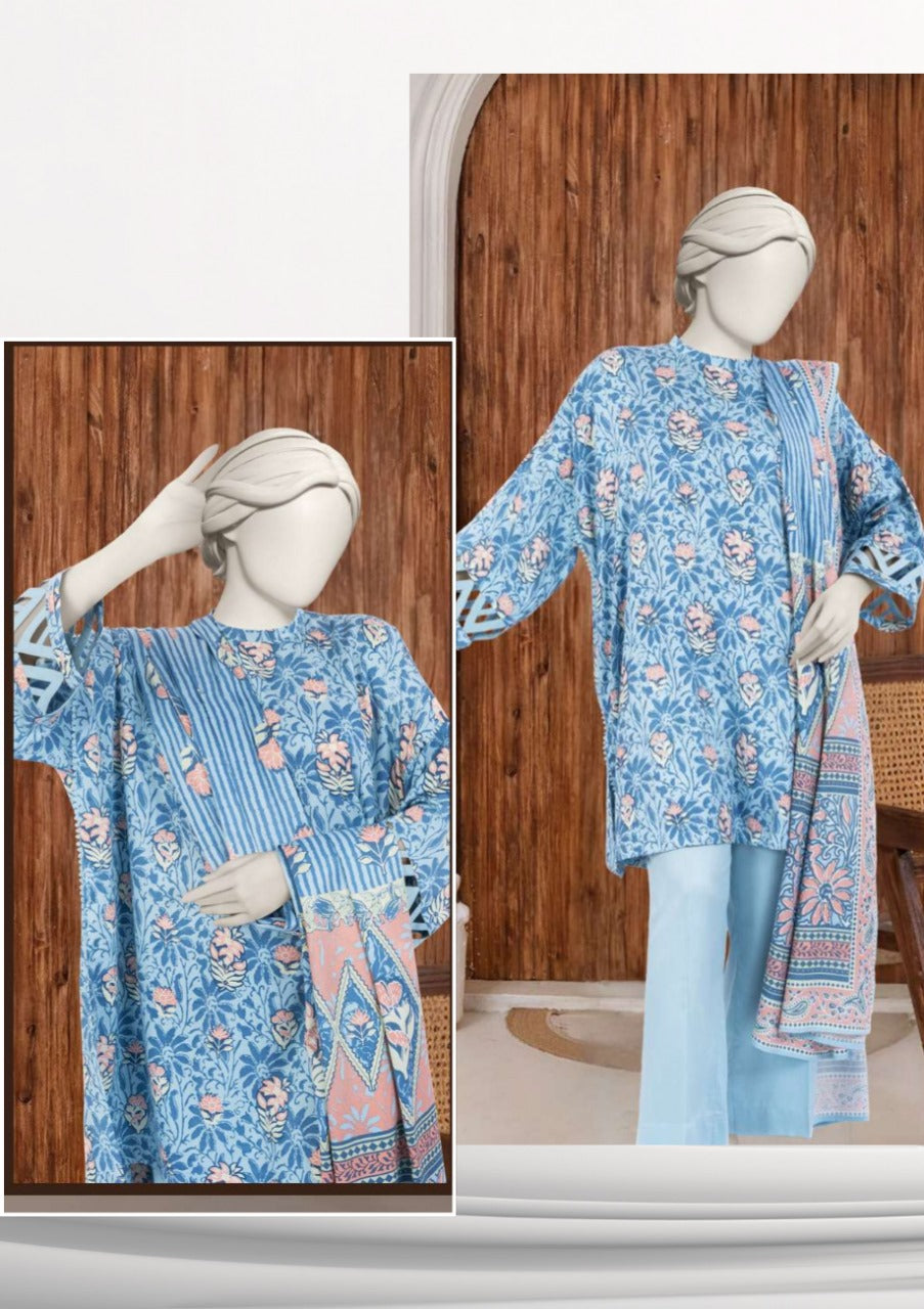MTJ Luxury Slub Printed Viscos 3pc d8