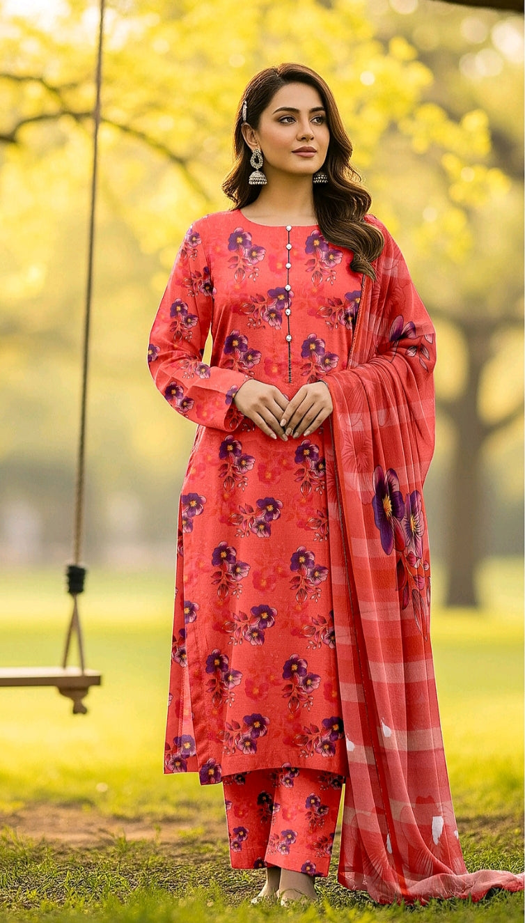Bin Inam Printed Dhanak 3pc D3