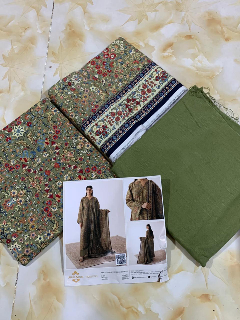 Agha Noor Printed Khaddar 3pc D3