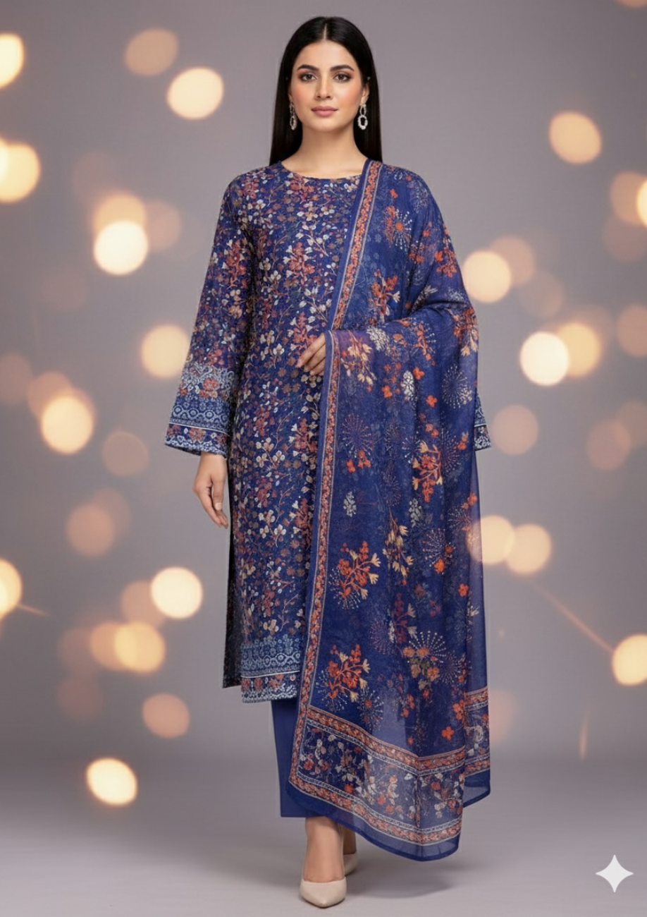 Viscose Banadora with Bamber Dupatta 3pc D5