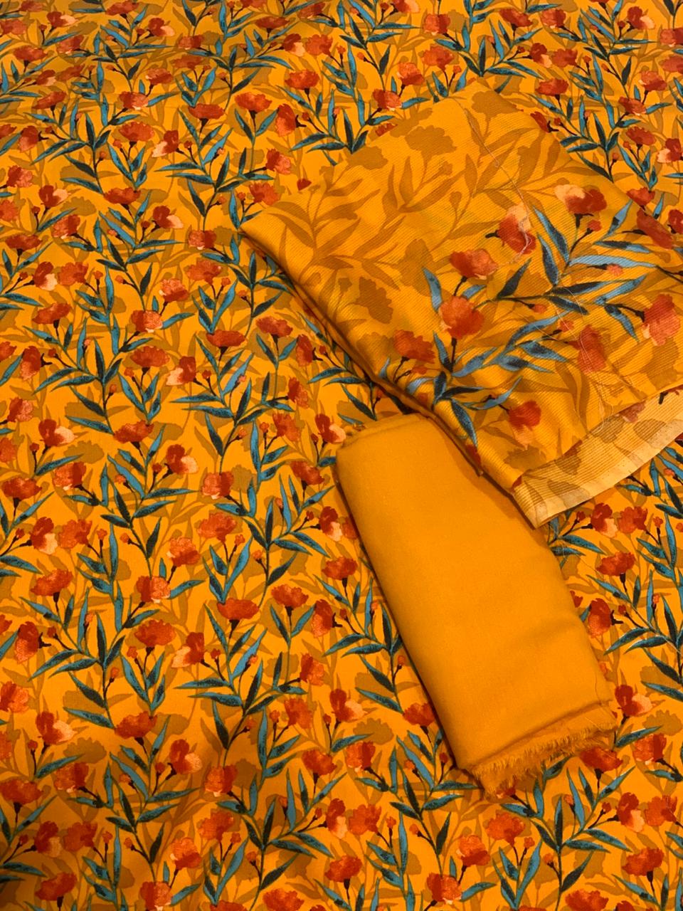 Pashmina Printed Cotray Wool Shawl 3pc D5