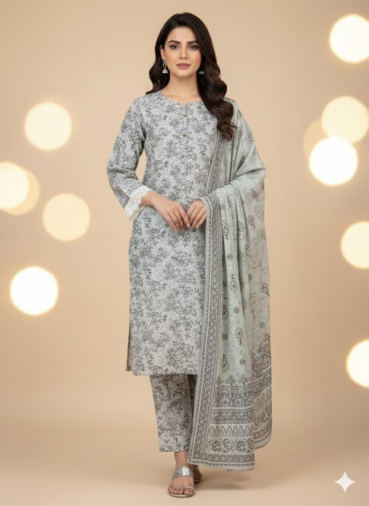 Bin Inam Mother Collection Printed Dhanak 3pc D5