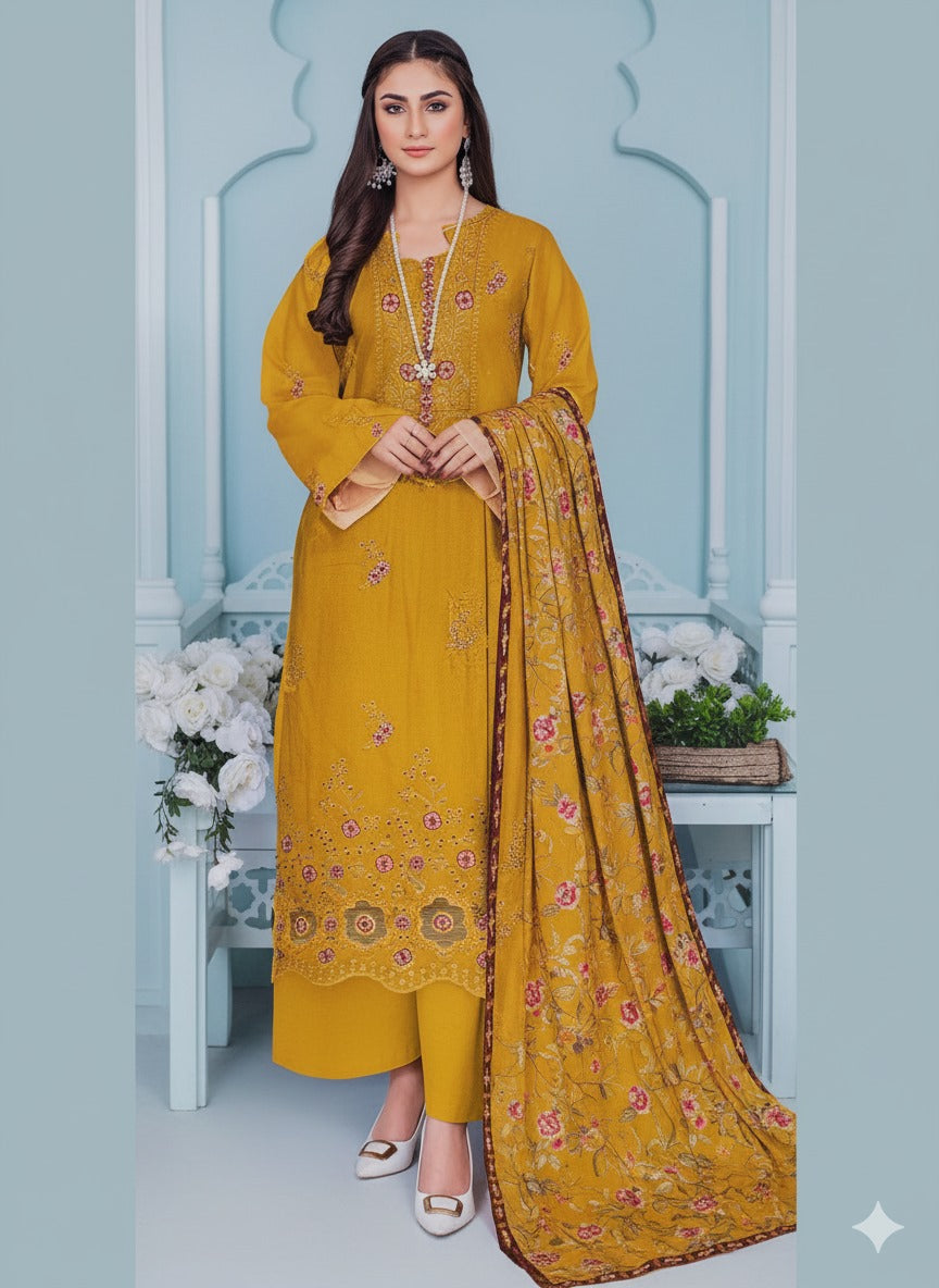 Bin Inam's Fancy Embroidered 3pc D4