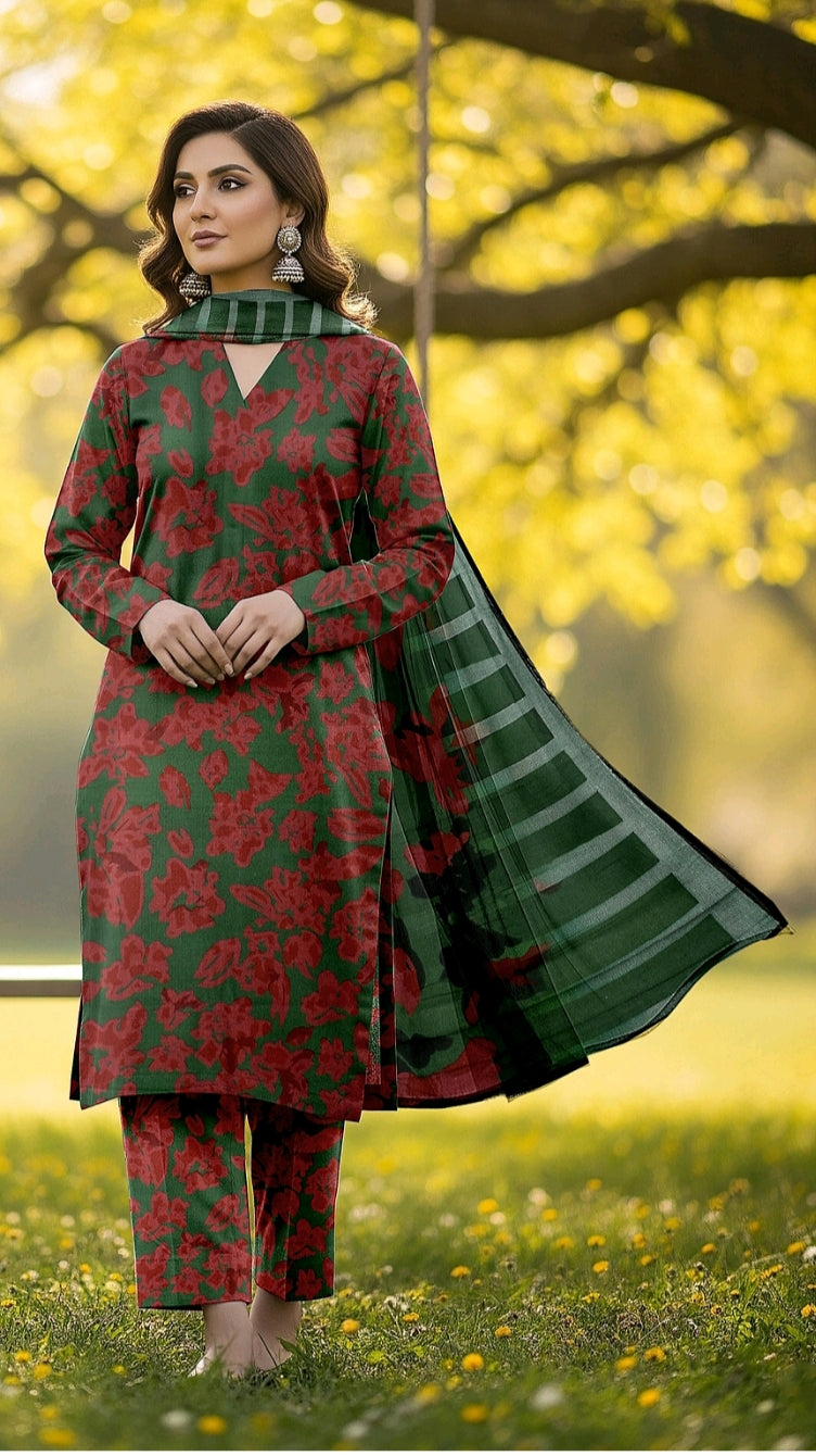 Bin Inam Printed Dhanak 3pc D6