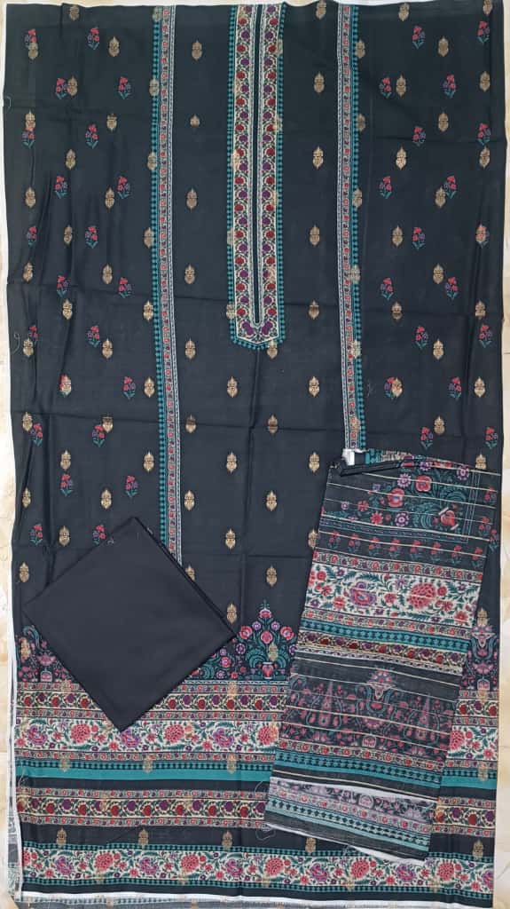Bin Inam Printed Jacquard 3pc with Zari Voil Dupatta D6