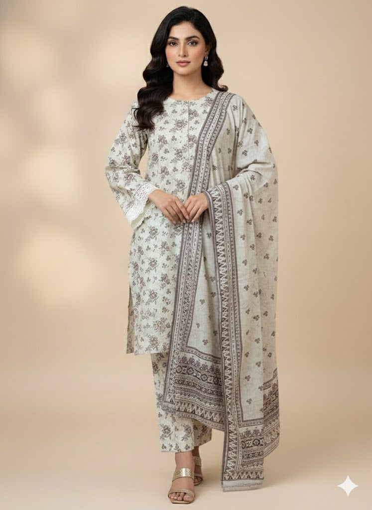 Bin Inam Mother Collection Printed Dhanak 3pc D6