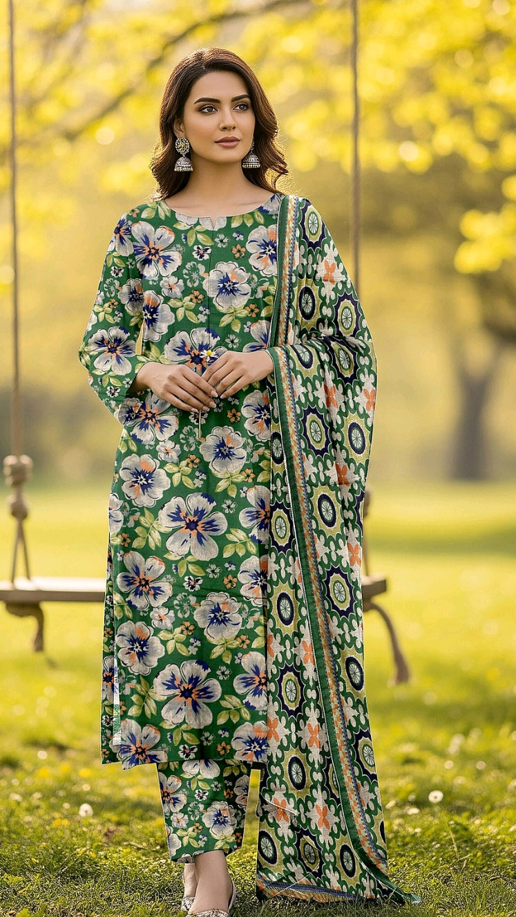 Bin Inam Printed Dhanak 3pc D7