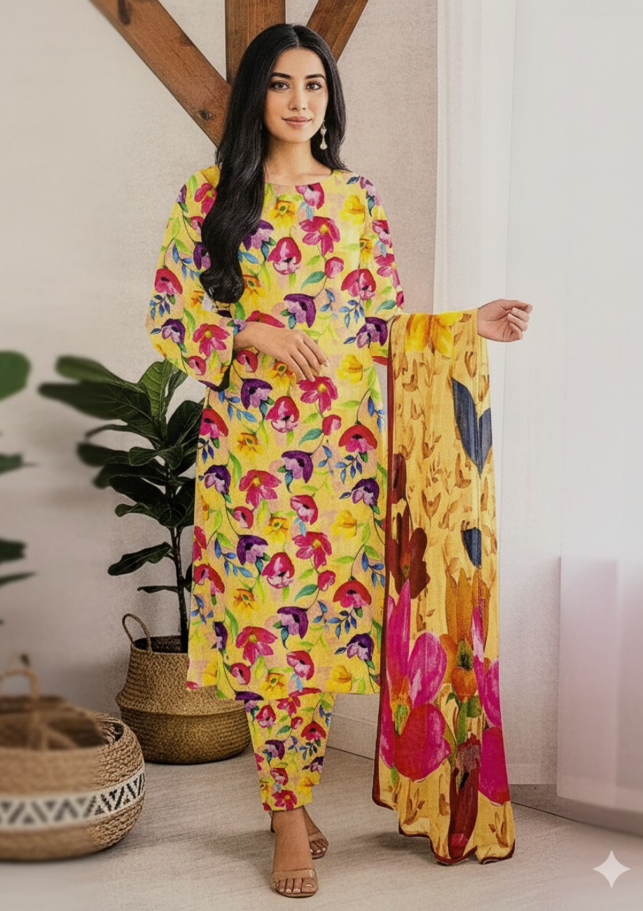 Bin Inam Banadora Linen Allover 3pc D7