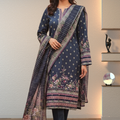Bin Inam Printed Jacquard 3pc with Zari Voil Dupatta D8