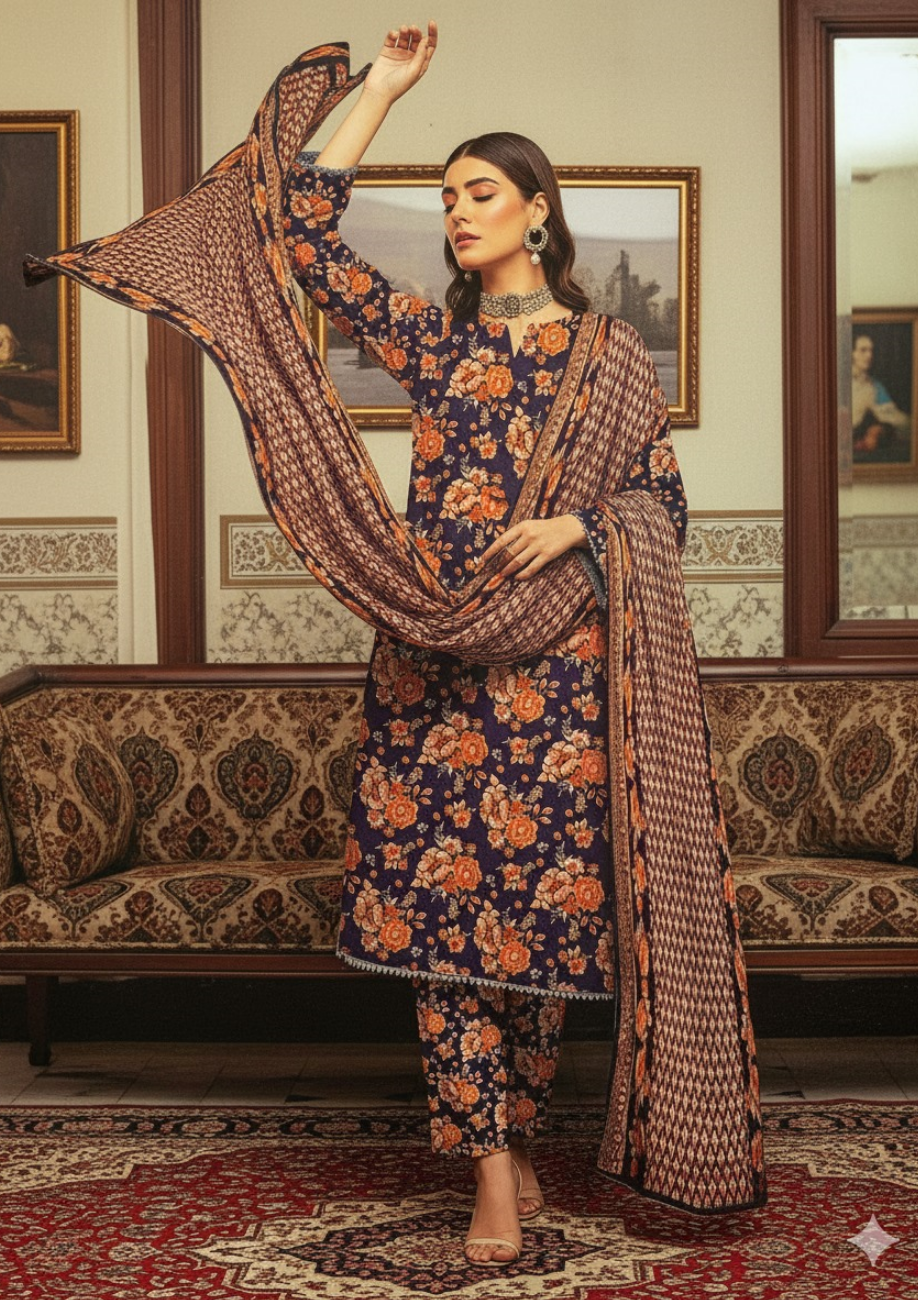 Bin Inam Banadora Linen Allover 3pc D8