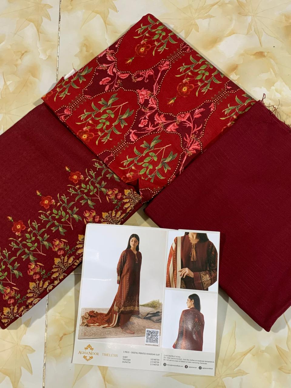 Agha Noor Printed Khaddar 3pc D8