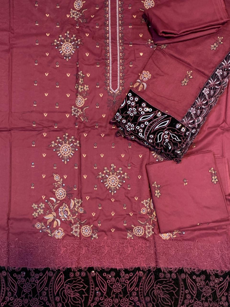 Palwasha Peach Wool Embroidered 3pc D8