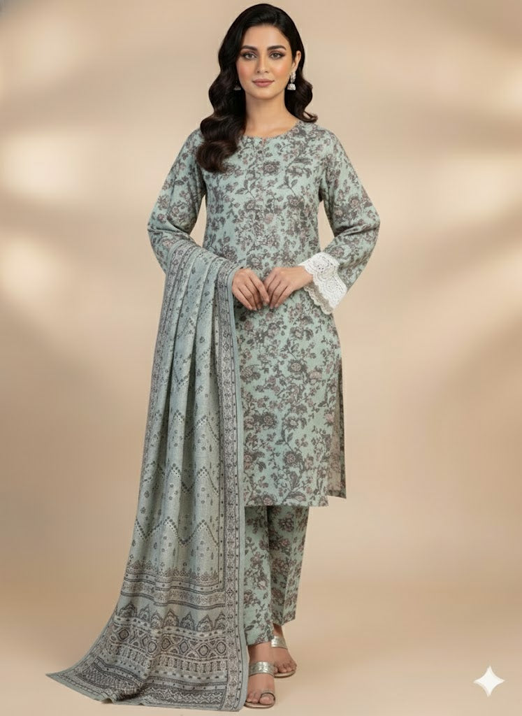 Bin Inam Mother Collection Printed Dhanak 3pc D8