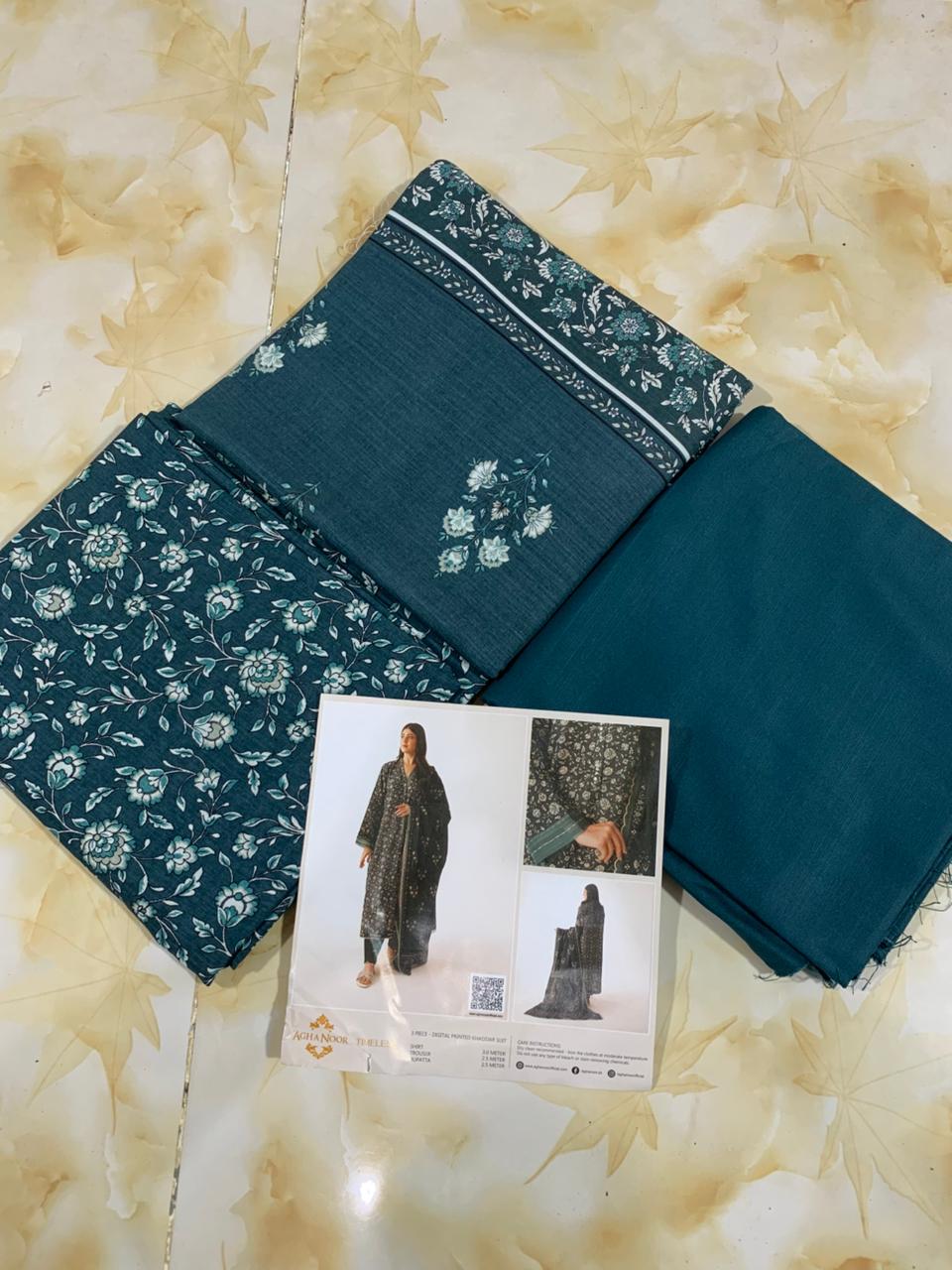 Agha Noor Printed Khaddar 3pc D9