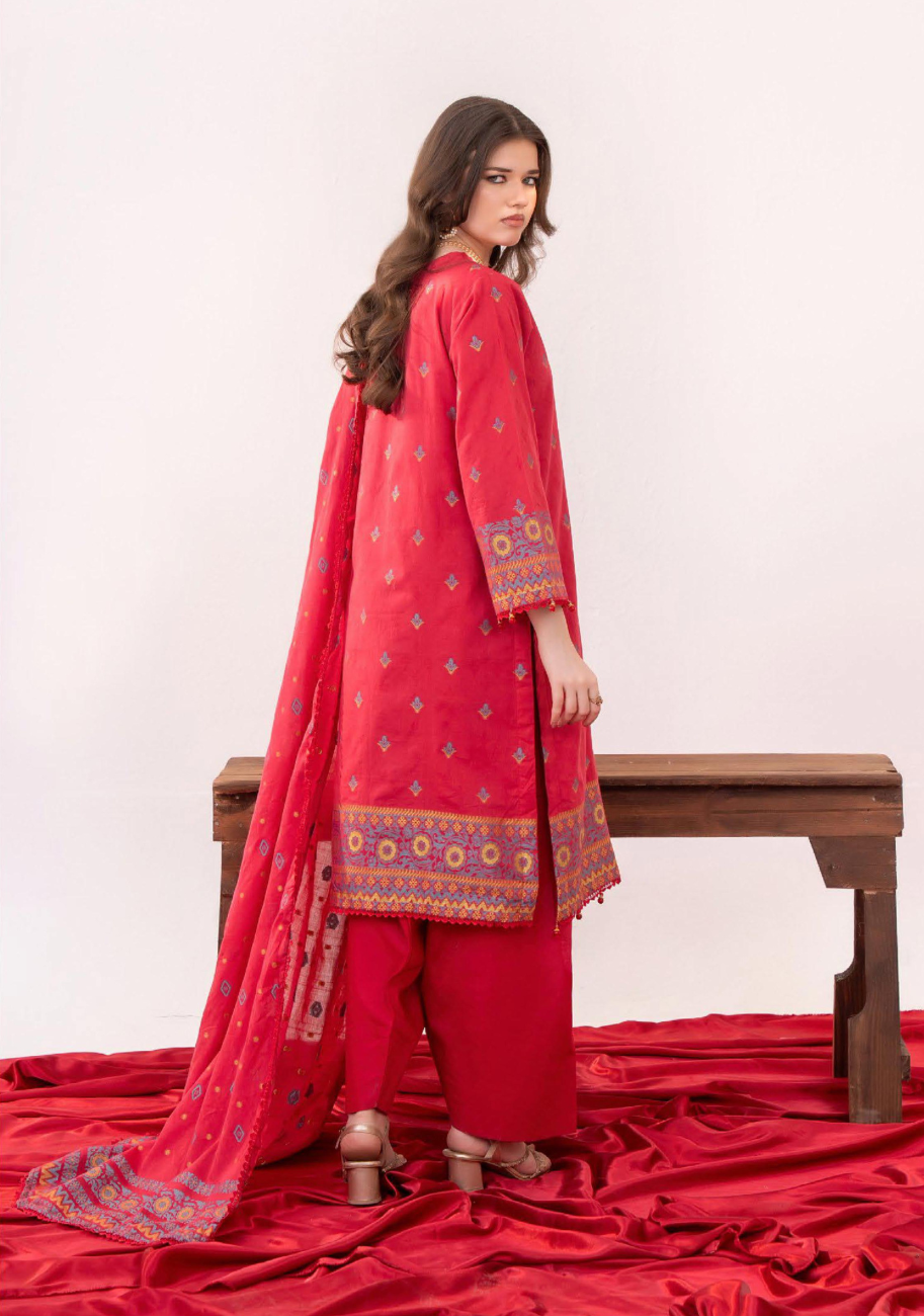 Zesh Women's Printed Jacquard 3pc Suit Vol-2 D2