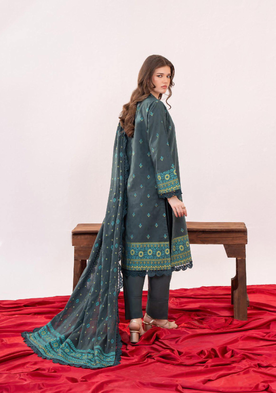 Zesh Women's Printed Jacquard 3pc Suit Vol-2 D3