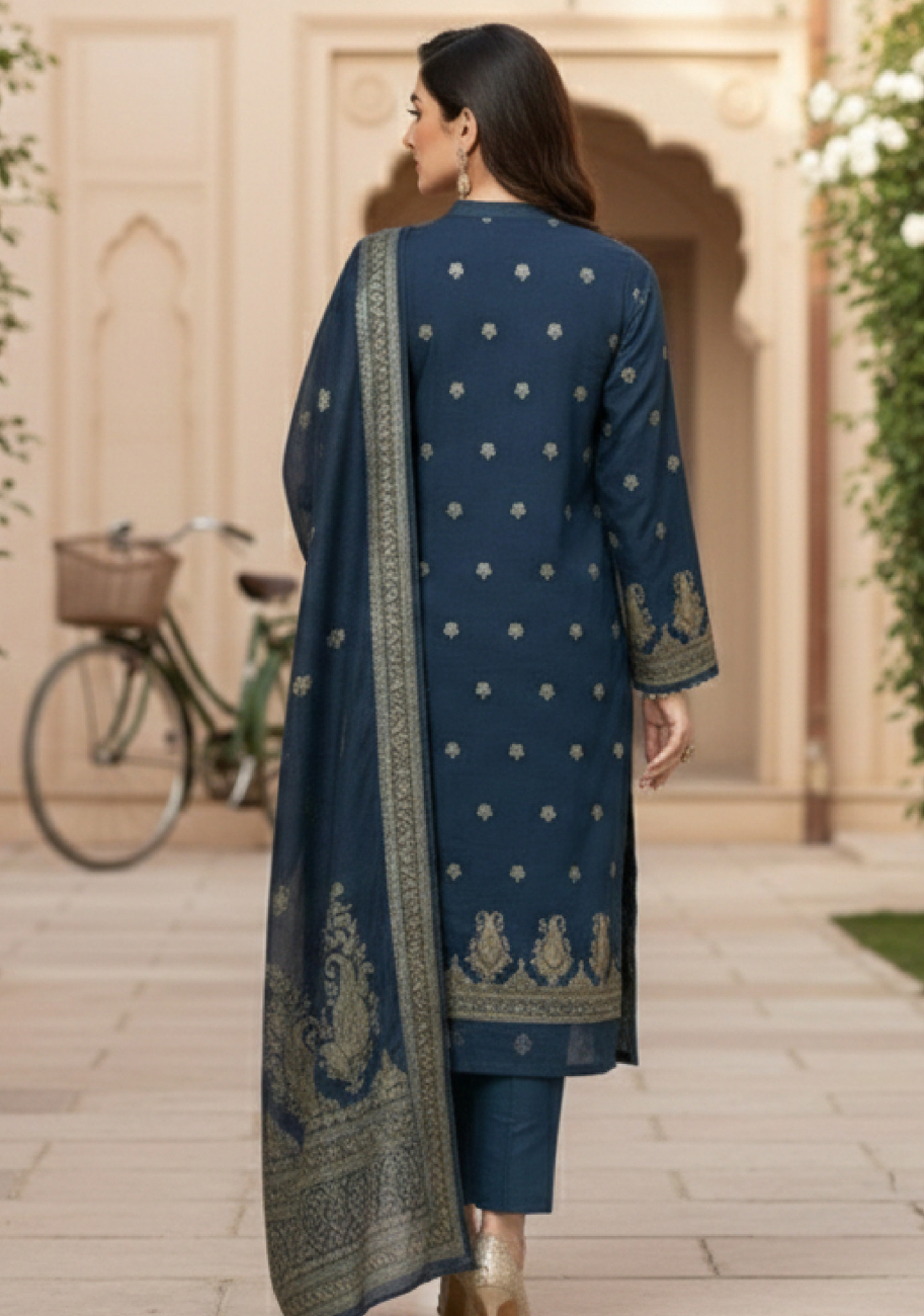 Bin Inam Signature Jaquard Printed Lawn Ladies 3pc Suit D5