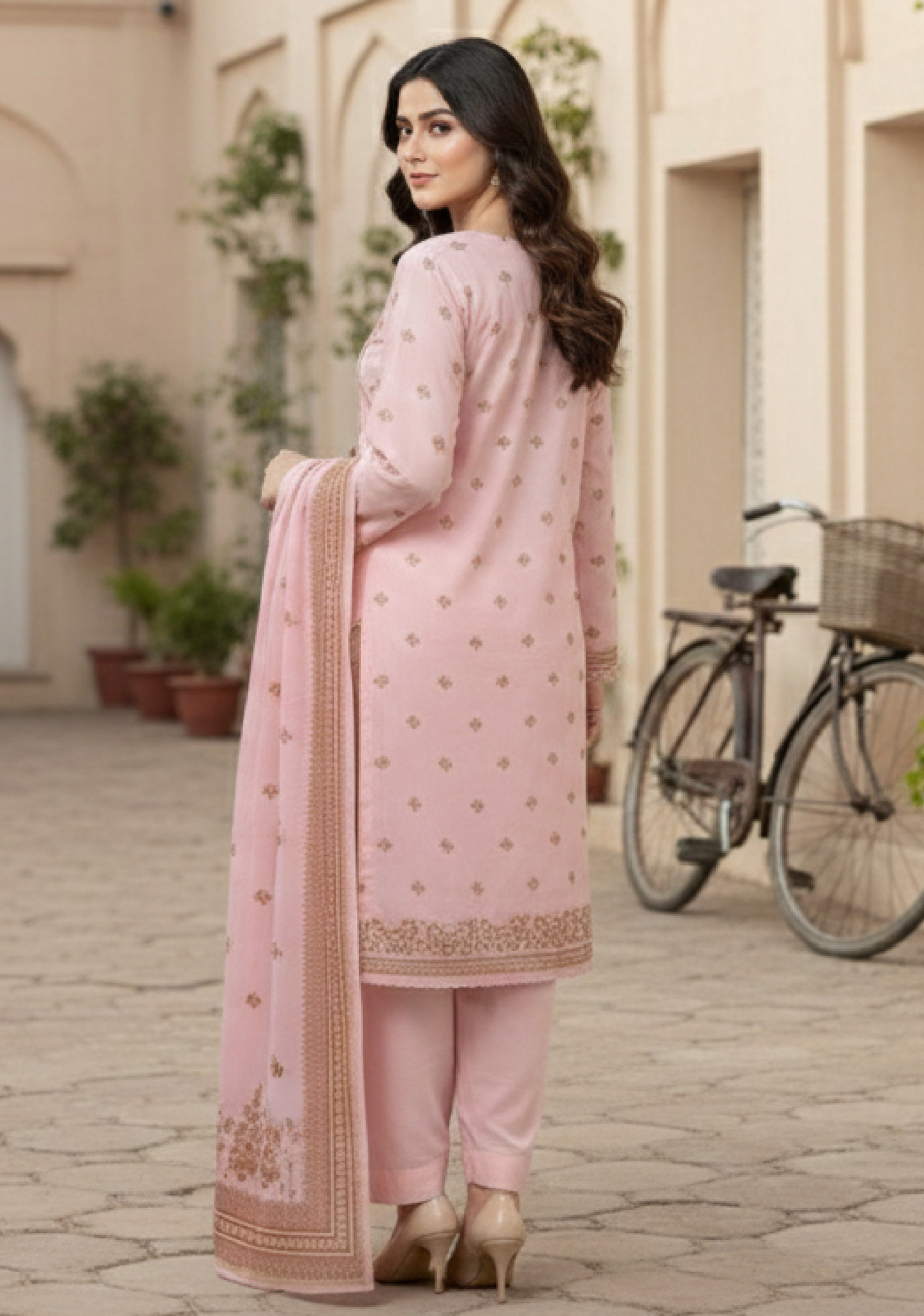 Bin Inam Signature Jaquard Printed Lawn Ladies 3pc Suit D7