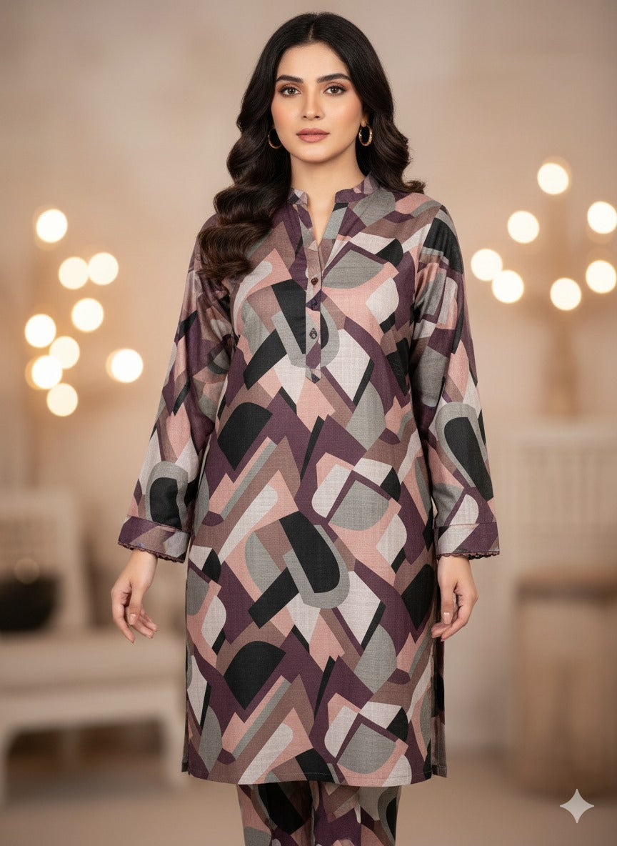 Digital Printed Cross Khaddar Allover 2pc d2