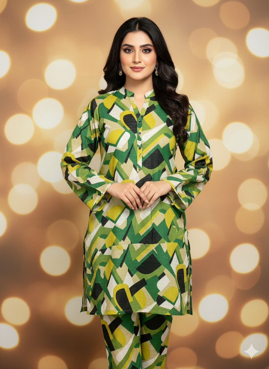 Digital Printed Cross Khaddar Allover 2pc d3
