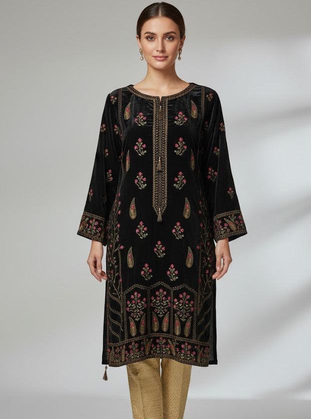 Bin Inam's Embroidered Velvet 2pc D4