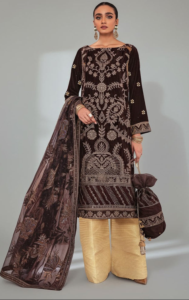 Bin Inam's Embroidered Velvet 2pc D6