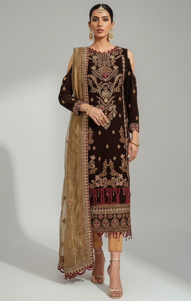 Bin Inam's Embroidered Velvet 2pc D8