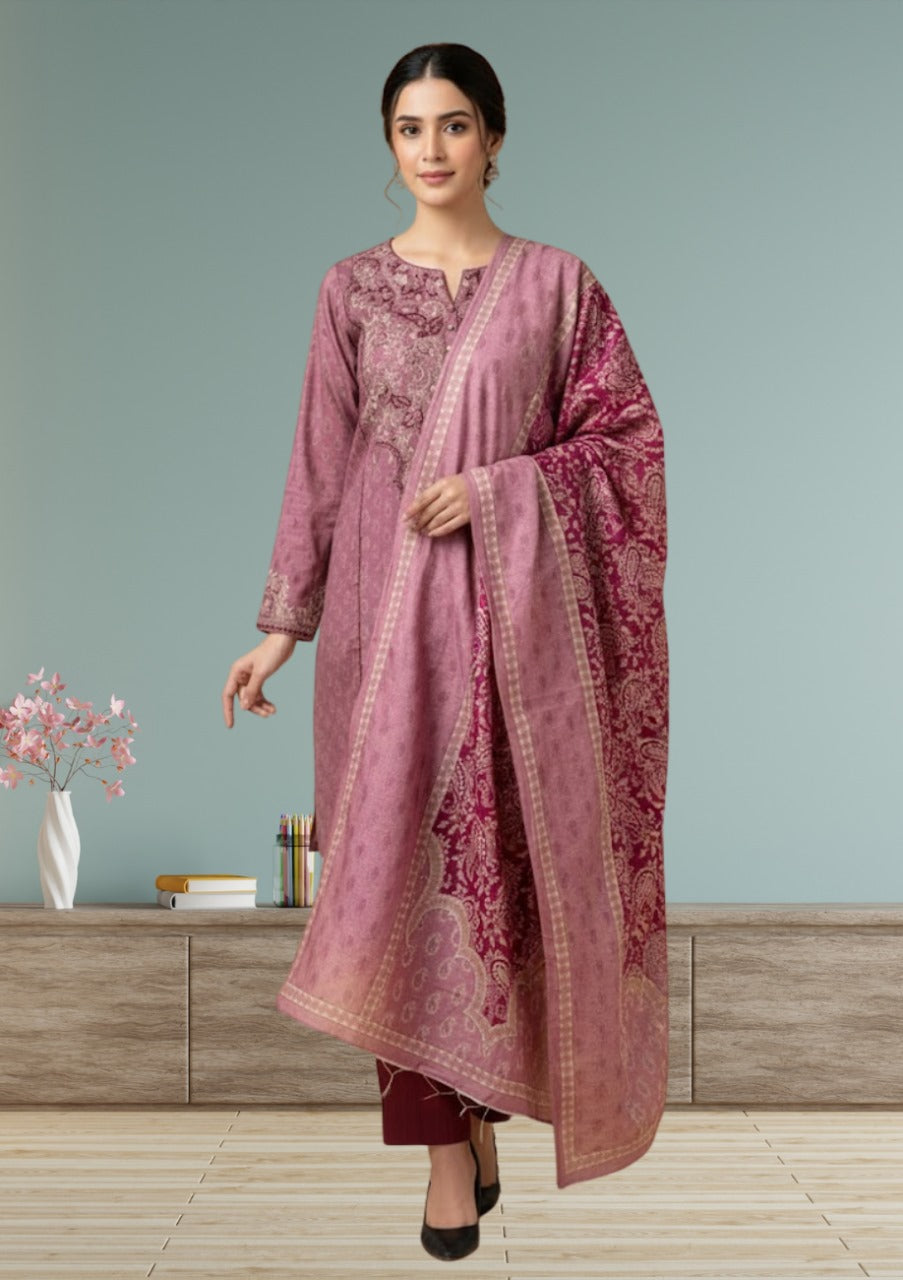 HZ Luxury Printed Khaddar 3pc D7