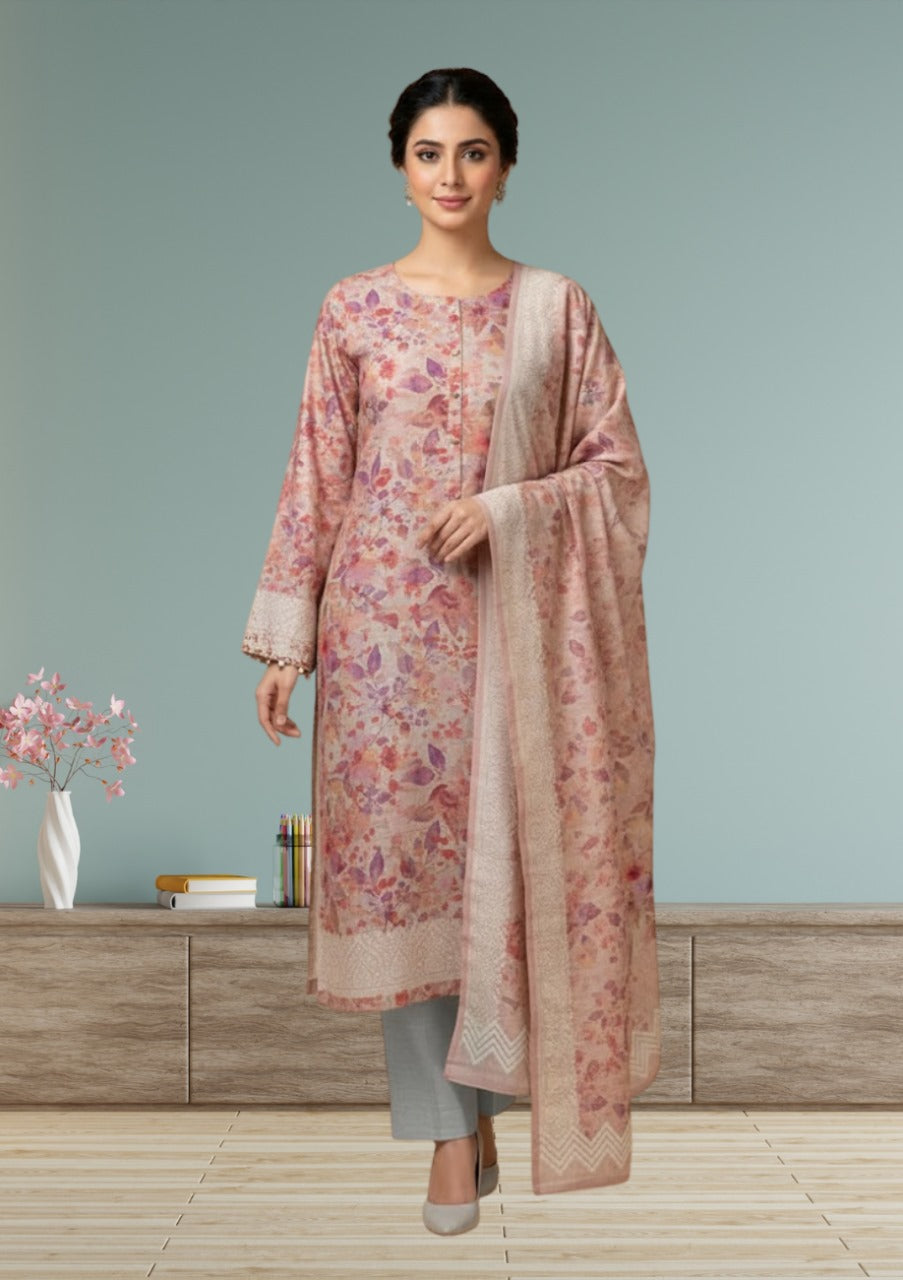 HZ Luxury Printed Khaddar 3pc D6