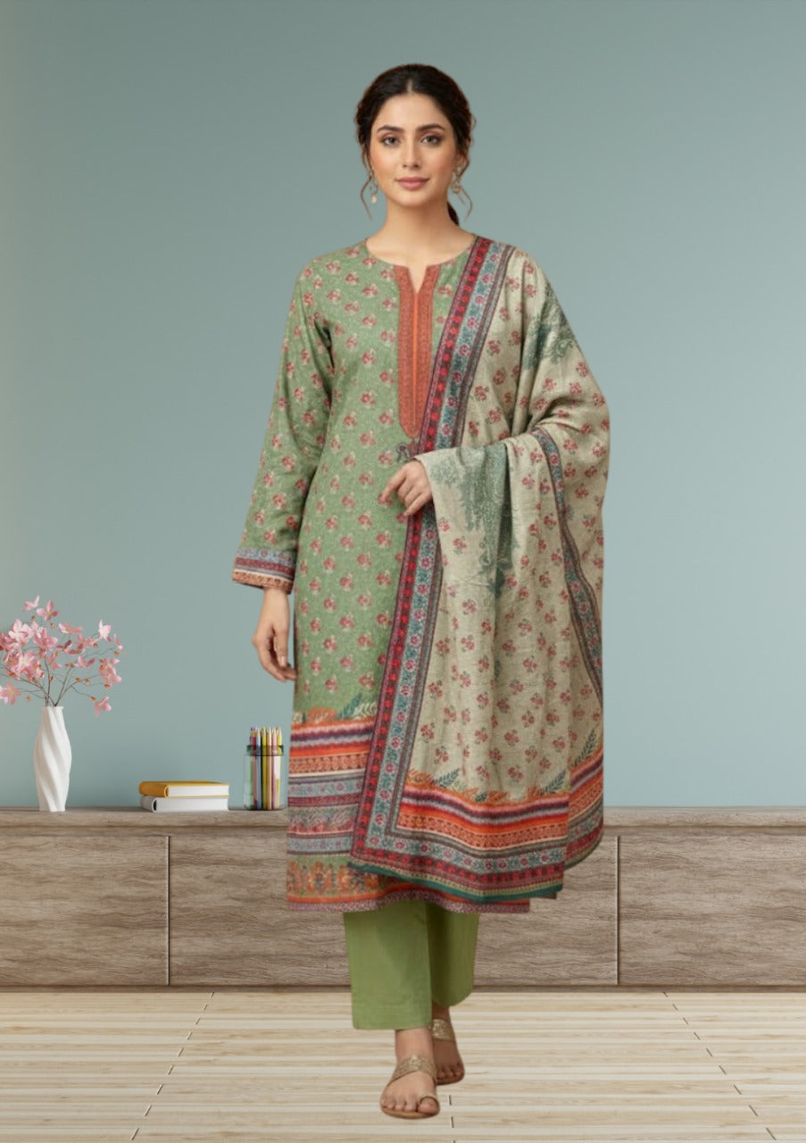 HZ Luxury Printed Khaddar 3pc D9