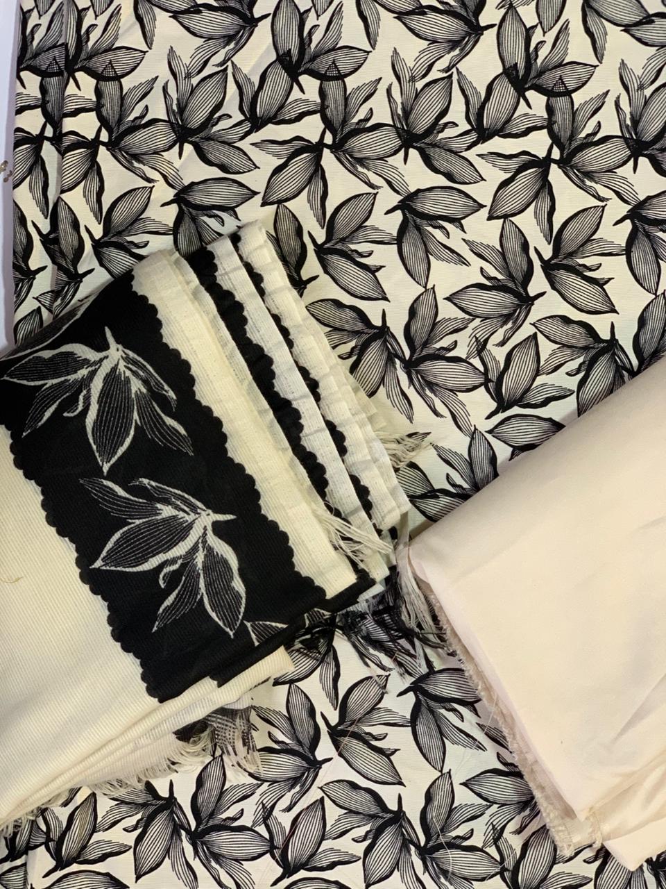 Pashmina Printed Cotray Wool Shawl 3pc D27