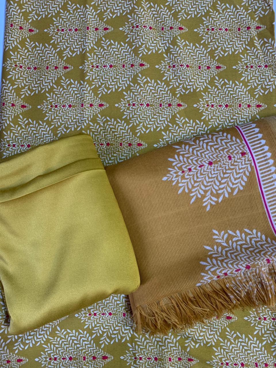 Pashmina Printed Cotray Wool Shawl 3pc D30