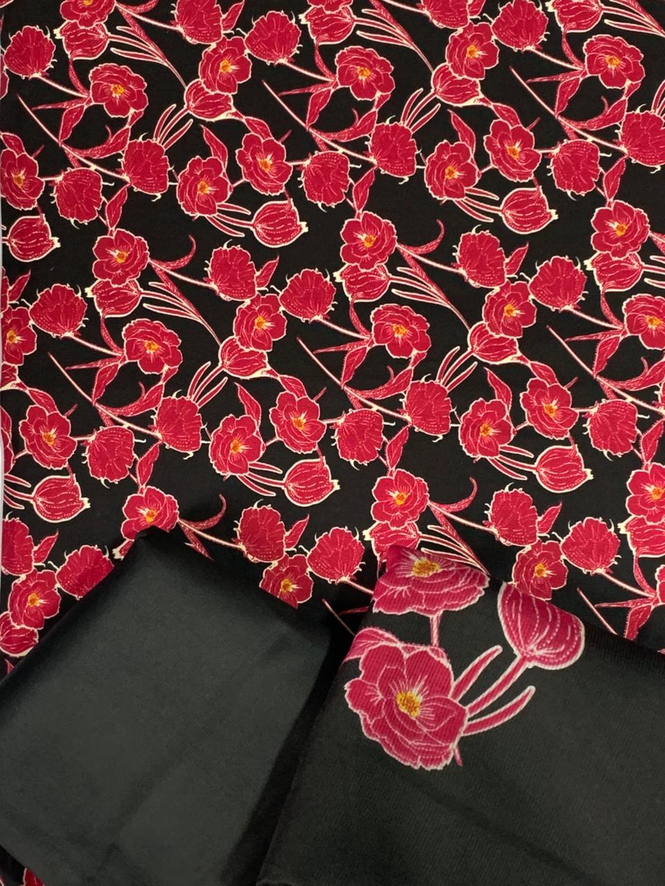 Pashmina Printed Cotray Wool Shawl 3pc D22